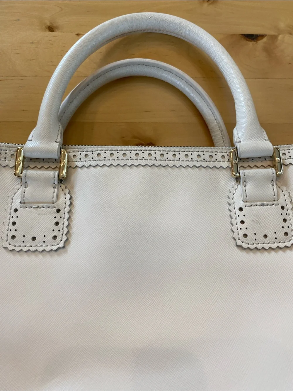 Tory Burch Ivory Leather Tote/Crossbody with Detachable Strap